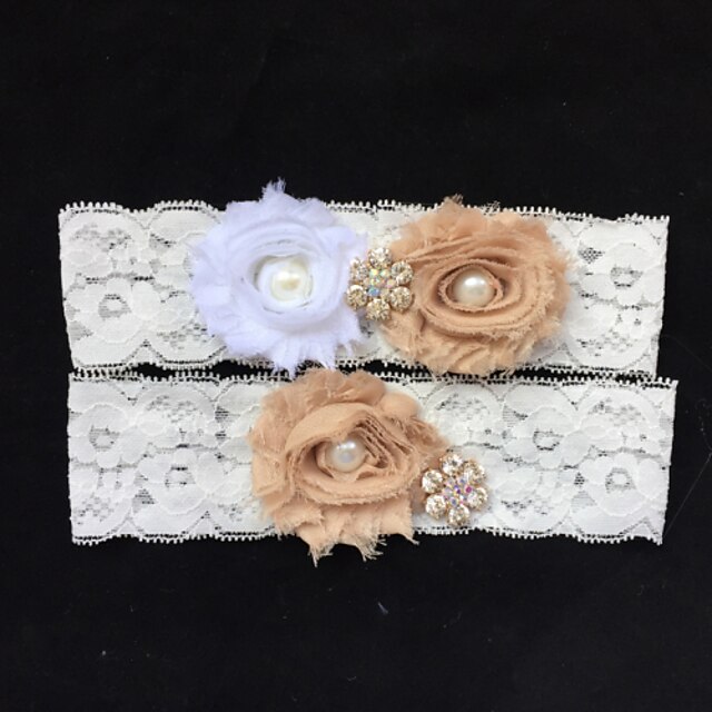  Lace Fashion Wedding Garter With Rhinestone / Imitation Pearl / Flower Garters