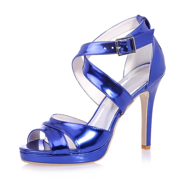  Women's Spring Summer Fall Patent Leather Wedding Party & Evening Stiletto Heel Blue Silver Gold