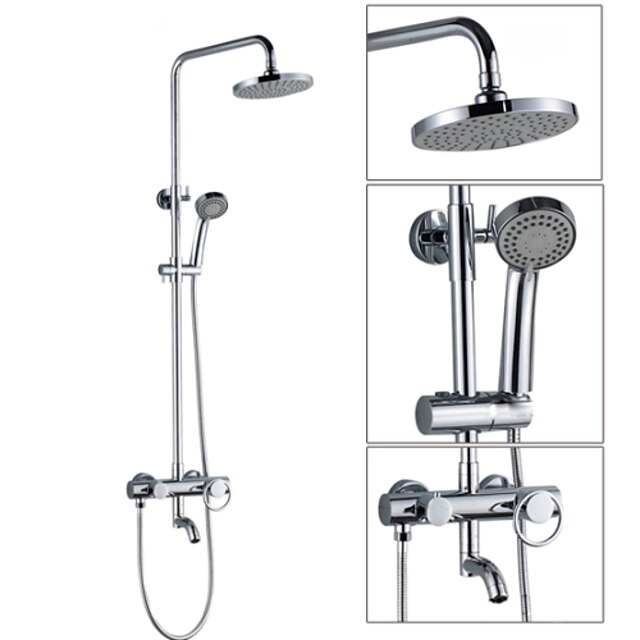  シャワー水栓 - コンテンポラリー クロム 壁式 セラミックバルブ / 真鍮 / シングルハンドル二つの穴