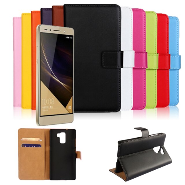  Case For Huawei Honor 7 / Huawei Huawei Honor 7 / Huawei Wallet / Card Holder / with Stand Full Body Cases Solid Colored Hard PU Leather