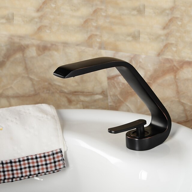  Contemporary Centerset Brass Valve One Hole Single Handle One Hole Oil-rubbed Bronze
