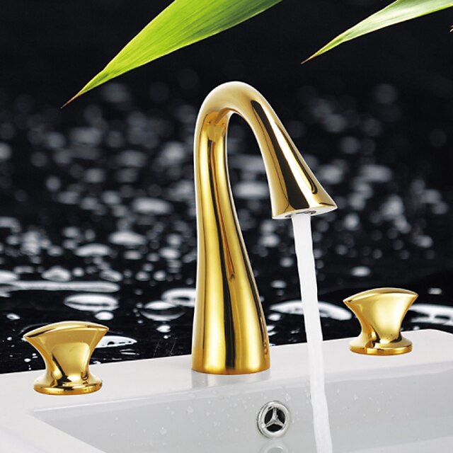  Bathroom Sink Faucet - Widespread Ti-PVD Widespread Three Holes / Two Handles Three HolesBath Taps