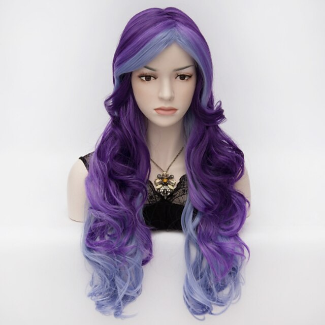  Perruque Synthétique / Perruques de Déguisement Ondulé Cheveux Synthétiques Violet Perruque Femme Très long Sans bonnet Violet