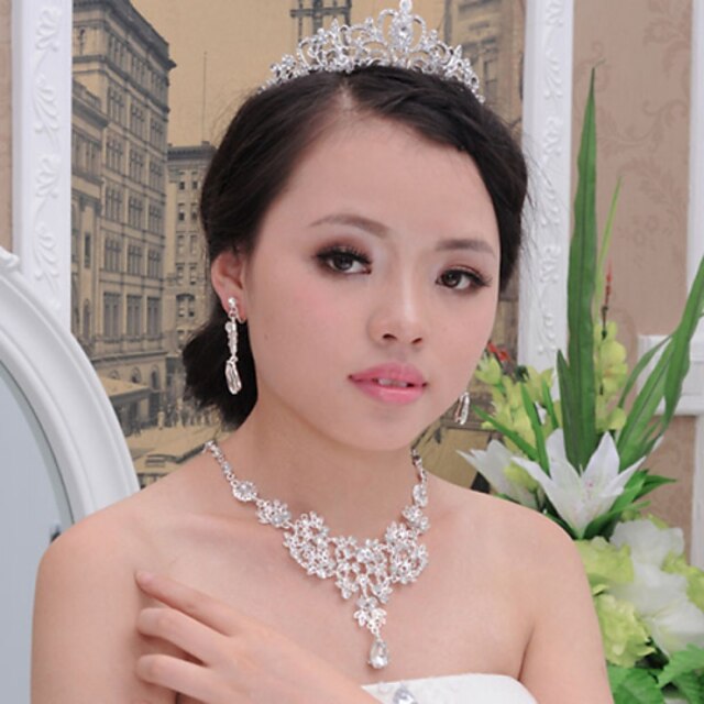  Γυναικεία Ευρωπαϊκό Νυφικό Προσομειωμένο διαμάντι Σκουλαρίκια Κοσμήματα Για Γάμου Πάρτι / Κολιέ