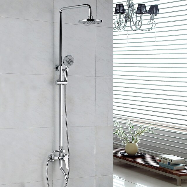  Contemporary Shower System Rain Shower Handshower Included Ceramic Valve Two Holes Single Handle Two Holes Chrome, Shower Faucet Bath Shower Mixer Taps