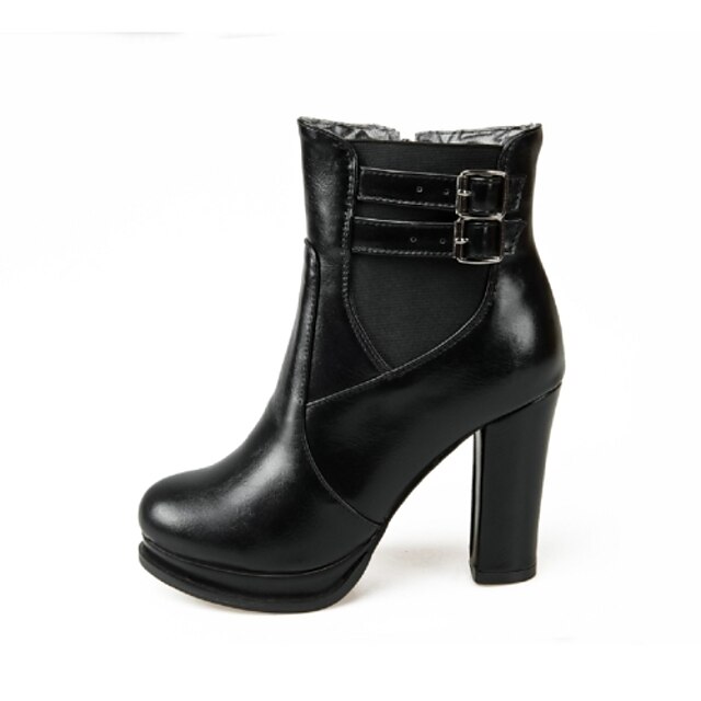  Feminino Sapatos Courino Primavera Outono Inverno Salto Robusto Botas Curtas / Ankle Ziper Elástico Para Casual Social Preto Azul Escuro