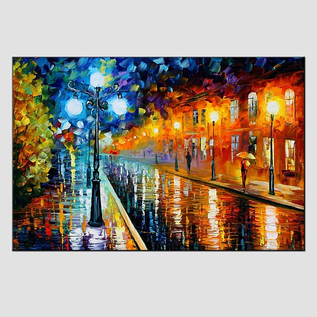  Oil Painting Hand Painted - Abstract Landscape Modern European Style With Stretched Frame / Stretched Canvas