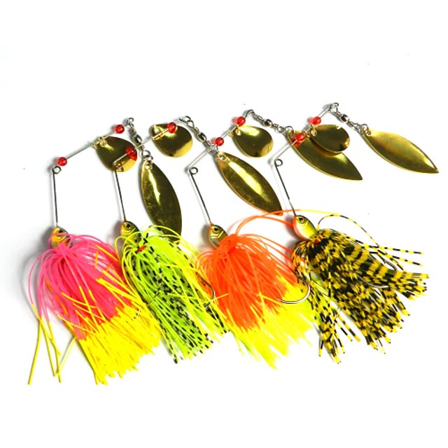  4 pcs Spinner Baits Fishing Lures Buzzbait & Spinnerbait Floating Bass Trout Pike Sea Fishing Freshwater Fishing Hard Plastic Silicon Metal
