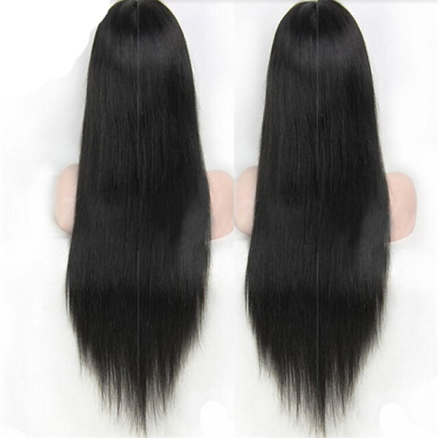  Cabelo Humano Renda Integral Sem Cola Renda Frontal sem Cola Frente de Malha Peruca estilo Cabelo Brasileiro Liso Peruca 130% Densidade do Cabelo com o cabelo do bebê Riscas Naturais Peruca Afro