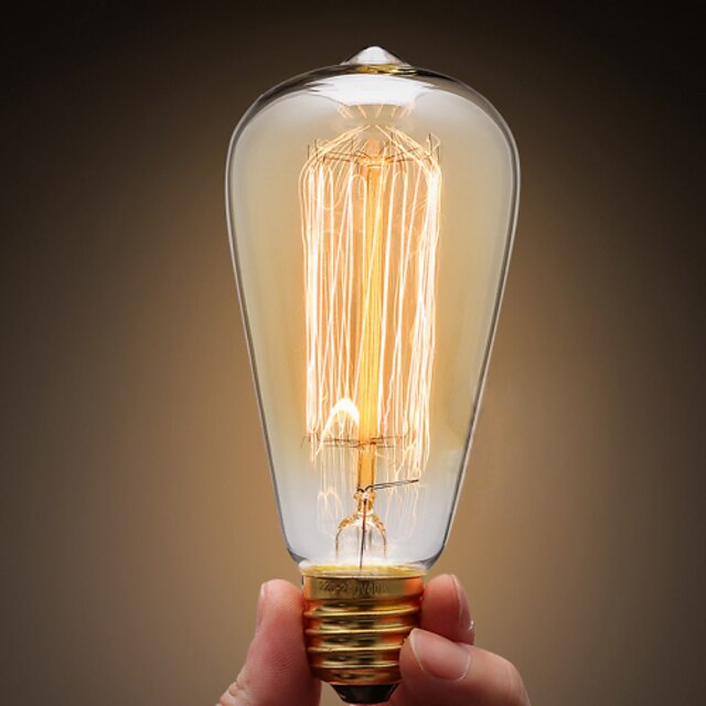  Ecolight ™ 1 pc 40 w edsion lâmpada e26 / e27 st64 branco quente 2300 k incandescente vintage edison lâmpada 220-240 v