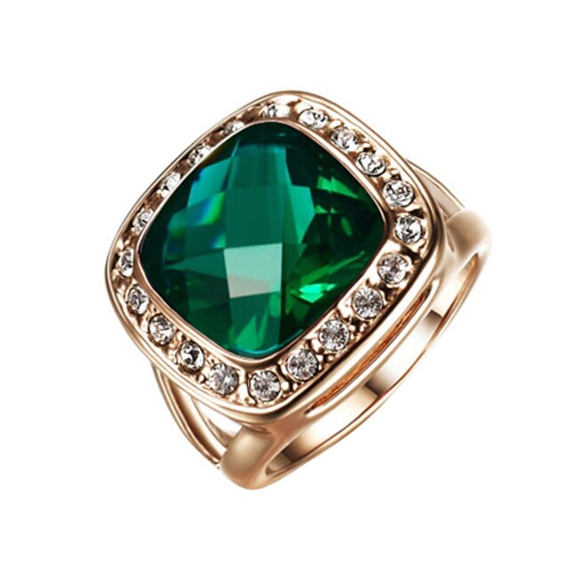  Dame Statement Ring / Løftering Syntetisk Emerald Mørkegrøn 18K Guldbelagt / Legering Damer / Mode Bryllup / Fest / Forlovelse Kostume smykker / Solitaire / Krystal / Kvadratisk Zirconium