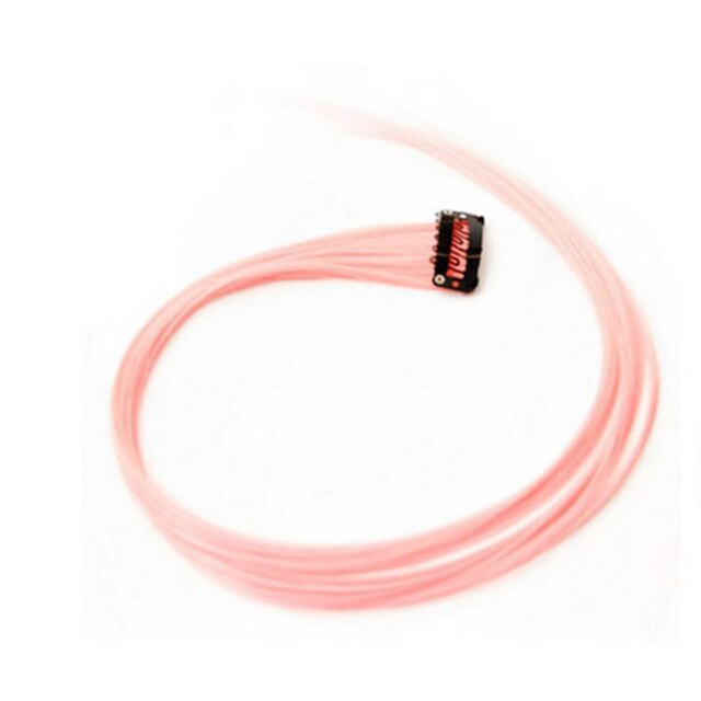  Clip In Human Hair Extensions Straight Synthetic Hair Pink
