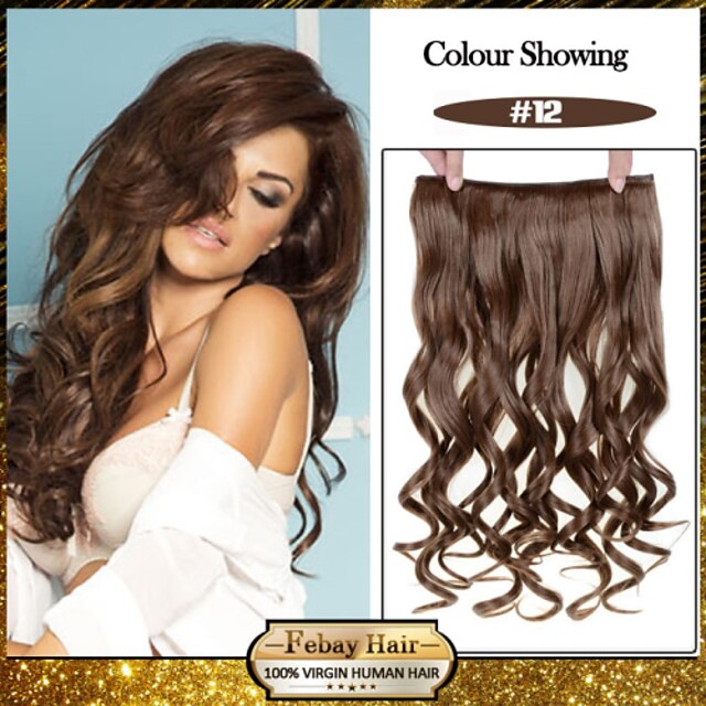  5 роликов волнистые мед-коричневый (# 12) синтетический зажим для волос в волос расширений для дам больше цветов, доступных