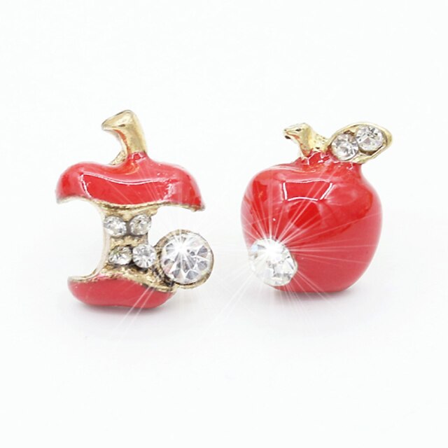  Mujer Zirconia Cúbica Pendientes cortos Pendientes colgantes Europeo Moda Zirconia Cúbica Chapado en Plata Aretes Joyas Rojo / Verde Para