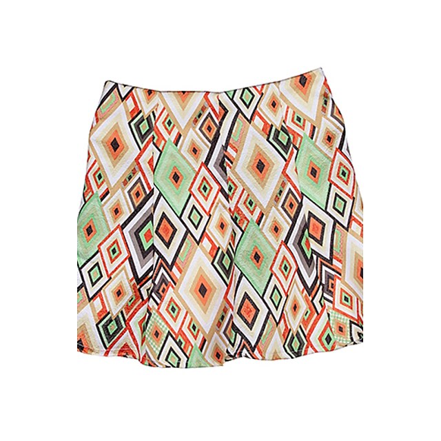  Cotton Mini Skirts - Print Flower Yellow Blue