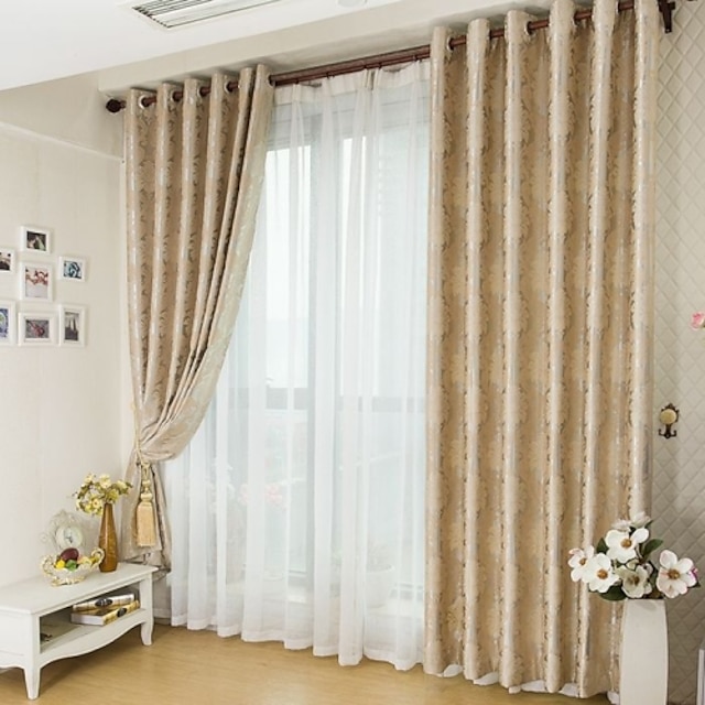  cortinas opacas blackout hechas a medida cubren dos paneles beige / jacquard / sala de estar