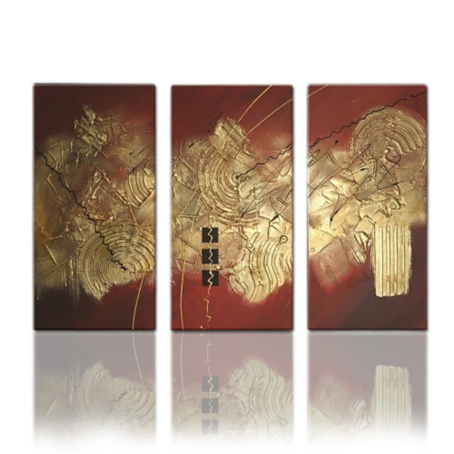  Hang-Malowane obraz olejny Ręcznie malowane - Abstrakcja / Fantazyjne Nowoczesny Płótno / Trzy panele