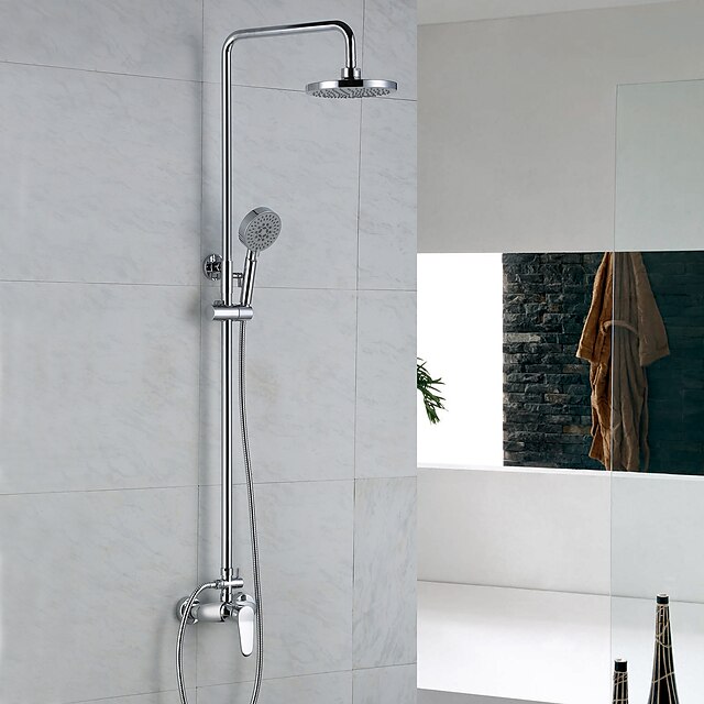  Budowa prysznica Zestaw - Opad deszczu Nowoczesny Chrom Budowa prysznica Zawór ceramiczny Bath Shower Mixer Taps / Mosiądz / Jeden uchwyt Dwa otwory