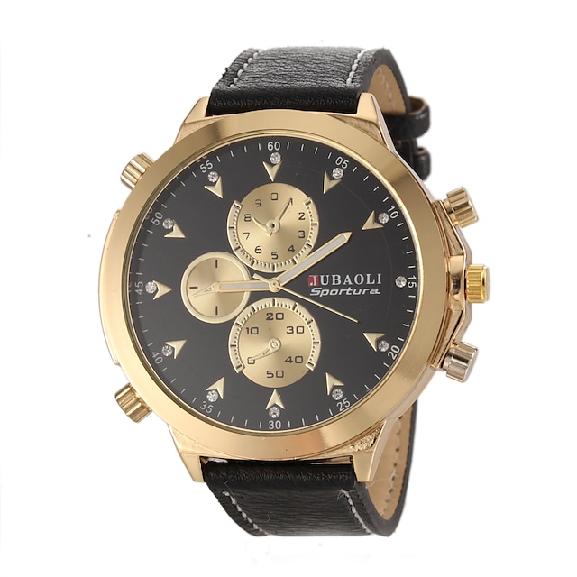  JUBAOLI Men's Military Watch Wrist Watch Aviation Watch Quartz Leather Black Casual Watch Analog Charm - Golden White Black