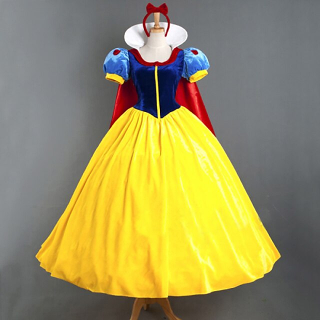  Princesse Conte de Fée Costume de Cosplay Femme Cosplay de Film robe de vacances Jaune Robe Casque Manteau Halloween Nouvel an Satin Velours / Plus d'accessoires / Plus d'accessoires