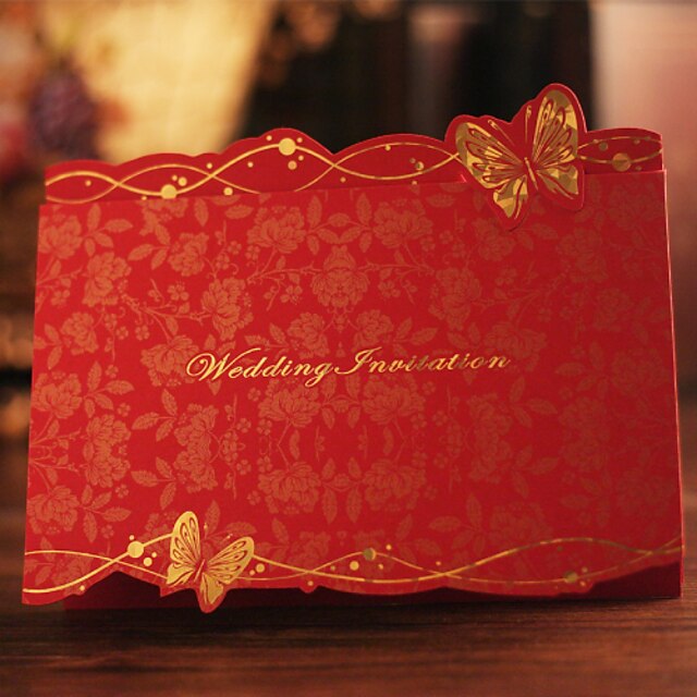  Tri-Fold Esküvői Meghívók Meghívók Pillangó stílus Kártyapapír