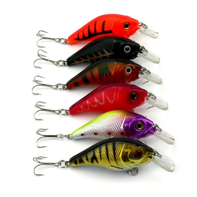  6pcs Crank Fishing Lures Crank Fast Sinking Bass Trout Pike Sea Fishing Freshwater Fishing Bass Fishing Hard Plastic