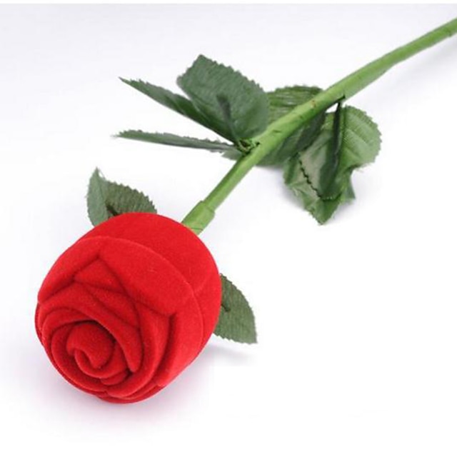  caja de anillo de joyería de rosa roja anillo de compromiso de boda para los enamorados caja de regalo de San Valentín