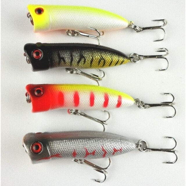  4pcs Hard Agn Sluk Popper Flytende Bass Ørret gjedde Søfisking Ferskvannsfiskere Bass Fiske Hard Plastikk