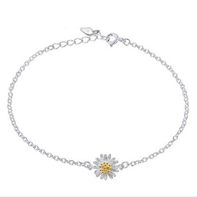  Chain Bracelet Flower Daisy Party Work Casual Sterling Silver Bracelet Jewelry Screen Color For