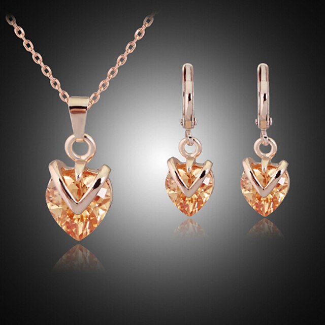  Jewelry Set Party Work Fashion Rose Gold Cubic Zirconia Earrings Jewelry Rose Gold For Party Special Occasion Anniversary Birthday Gift / Necklace