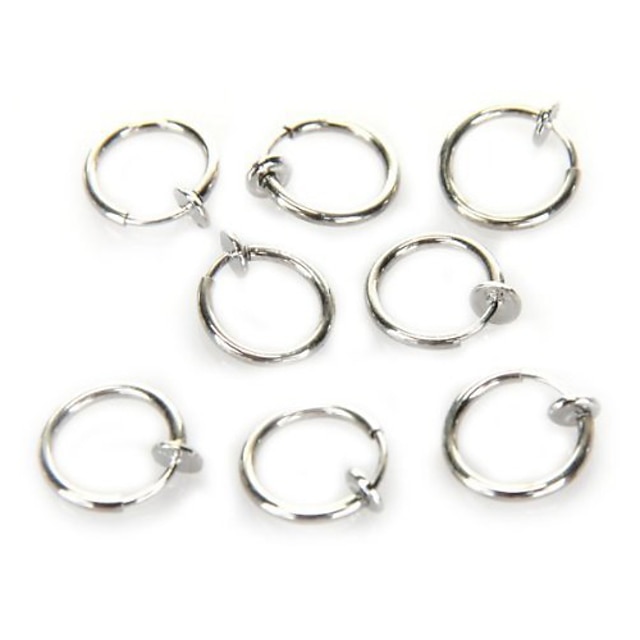  8 Clip On Fake Piercing Nose Lip Hoop Rings Earrings