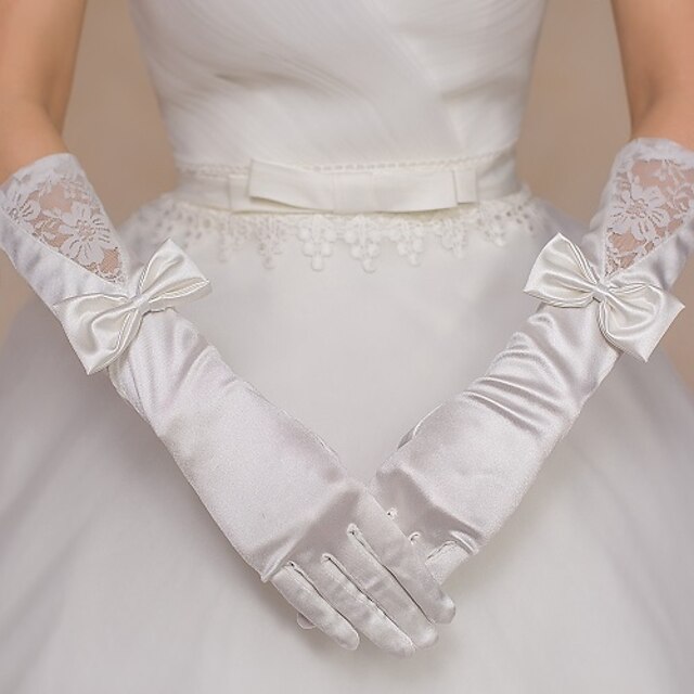  Lace / Nylon Elbow Length Glove Bridal Gloves / Party / Evening Gloves With Bowknot