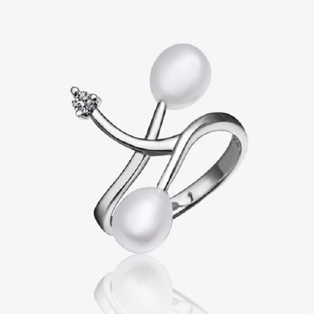  Statement Rings Fashion Brass Pearl Platinum Plated Jewelry For Party 1pc