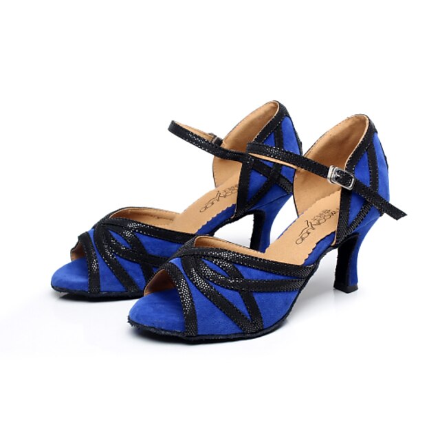  Latin/Salsa - Pantofi de dans (Negru/Albastru/Roșu) - Non personalizabile - Pentru femei