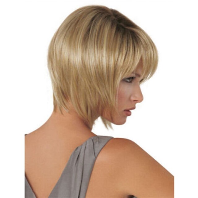  Synthetic Wig Straight Straight Bob With Bangs Wig Blonde Short Long Blonde Synthetic Hair Women's Blonde StrongBeauty