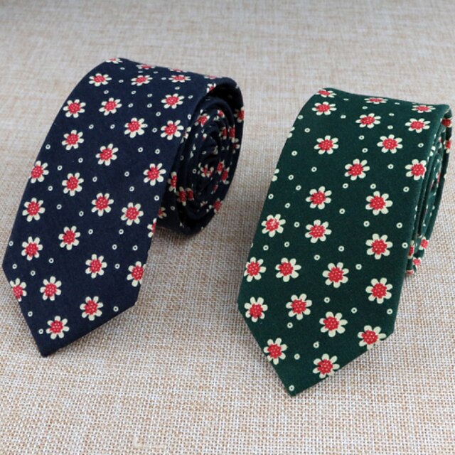  Gravatas (Azul Escuro/Verde , Algodão) Estampado