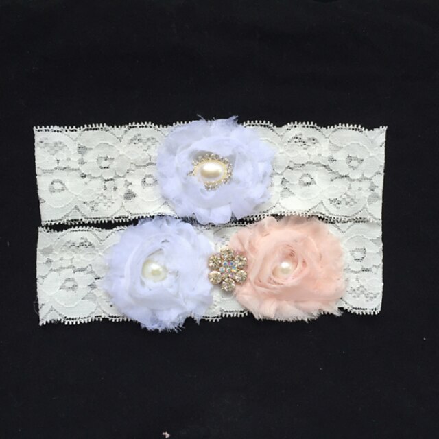  Lace Fashion Wedding Garter With Rhinestone / Imitation Pearl / Flower Garters