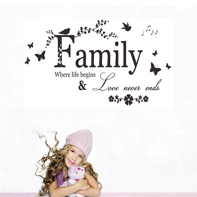  wall stickers wall decals stil nye familie engelske ord& citerer pvc wall stickers