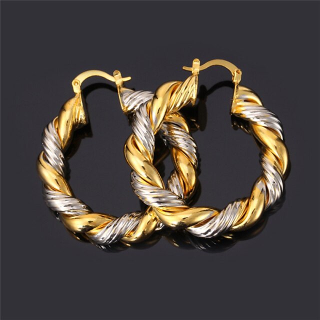  Women's Hoop Earrings Earrings Twisted Machete Ladies Vintage Party Work Casual Fashion Gold Plated Earrings Jewelry Gold / Silver / Screen Color For Daily
