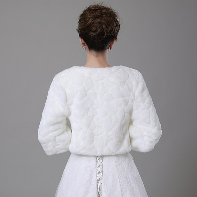  ψεύτικη γούνα λευκά παλτό / μπουφάν γάμου / βραδινό πάρτι γούνινες περιτυλίξεις / γούνινα παλτό με λεία / γούνα