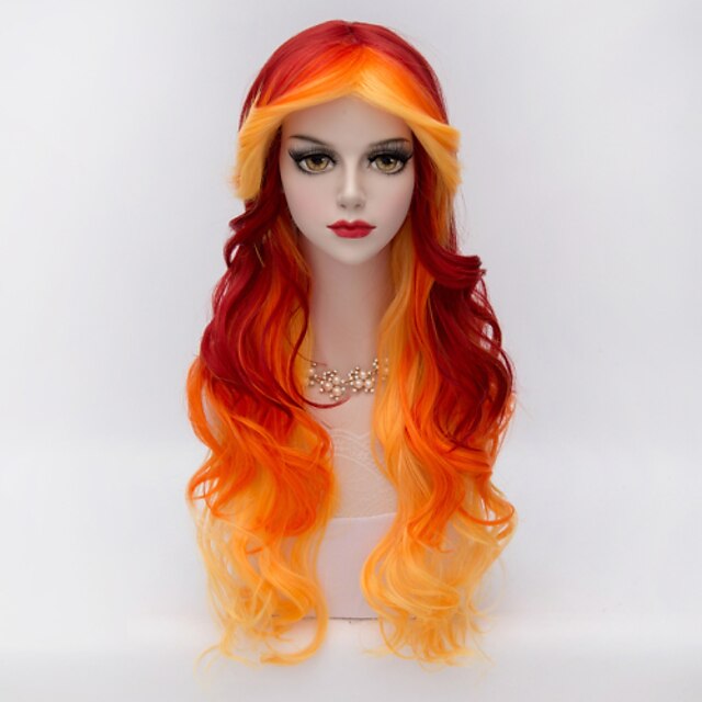  Peruci Sintetice Ondulat / Stil Ondulat Stil Fără calotă Perucă Roșu Păr Sintetic Pentru femei Roșu Perucă Foarte lung Halloween Wig