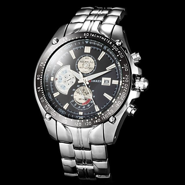  Men's Sport Watch Full Steel Dress Quartz Wrist Watch Analog Calendar/Water Resistant Vogue Clock Man (Assorted Colors) Cool Watch Unique Watch