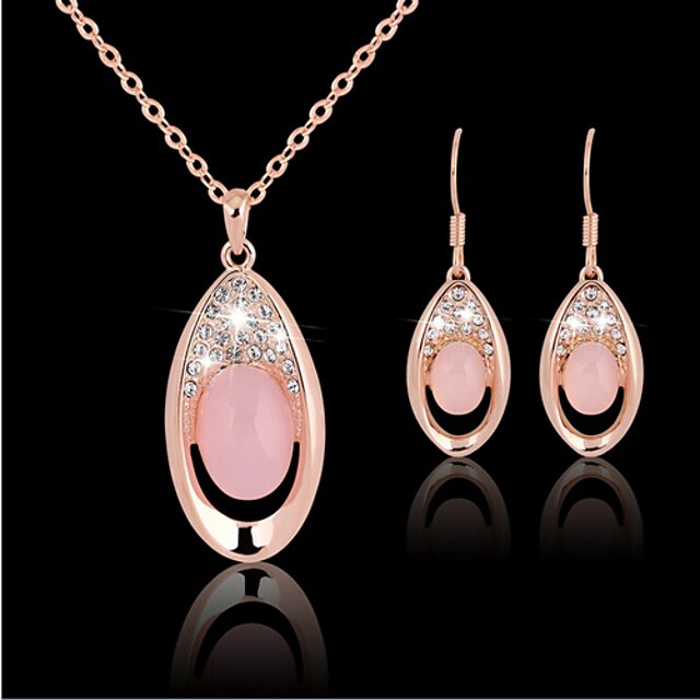  Crystal Jewelry Set Pendant Necklace Party Ladies Work Fashion Cubic Zirconia Rose Gold Plated Earrings Jewelry Rose Gold For Party Special Occasion Anniversary Birthday Gift