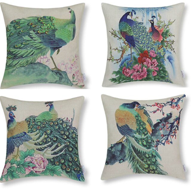  pcs Linen Pillow Case, Animal Print Accent/Decorative Traditional/Classic