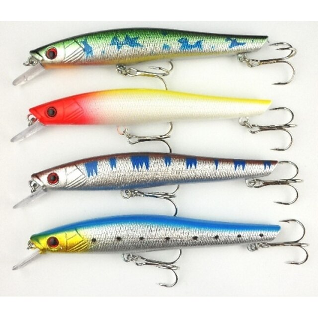  4pcs Minnow Atrăgătoare Pescuit Minnow Βυθιζόμενο Bass Τρώκτης Λούτσος Θαλάσσιο Ψάρεμα Ψάρεμα Γλυκού Νερού Ψάρεμα με Δόλωμα Σκληρό Πλαστικό