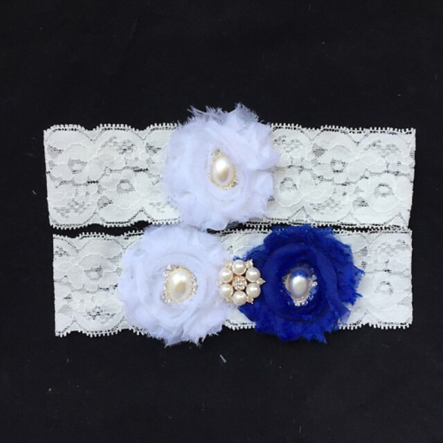  Dentelle Mode Jarretière de mariage Avec Strass / Imitation Perle / Fleur Jarretières