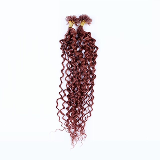  Fusion Chaude / Pré Collées Extensions de cheveux humains Bouclé 100 fils / paquet 20 pouces