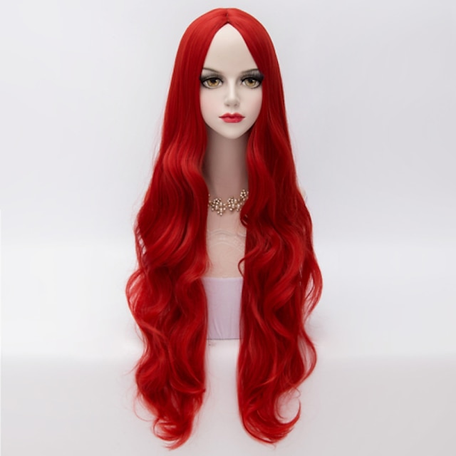  Synthetic Wig Wavy Loose Wave Loose Wave Braid Wig Very Long Red Synthetic Hair Women's Middle Part Black