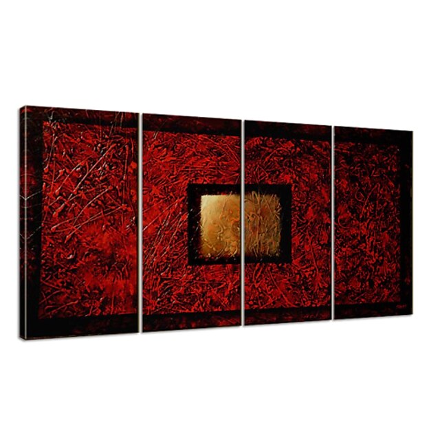  Hand-Painted Abstract Fantasy Horizontal Panoramic, Modern Canvas Oil Painting Home Decoration Four Panels