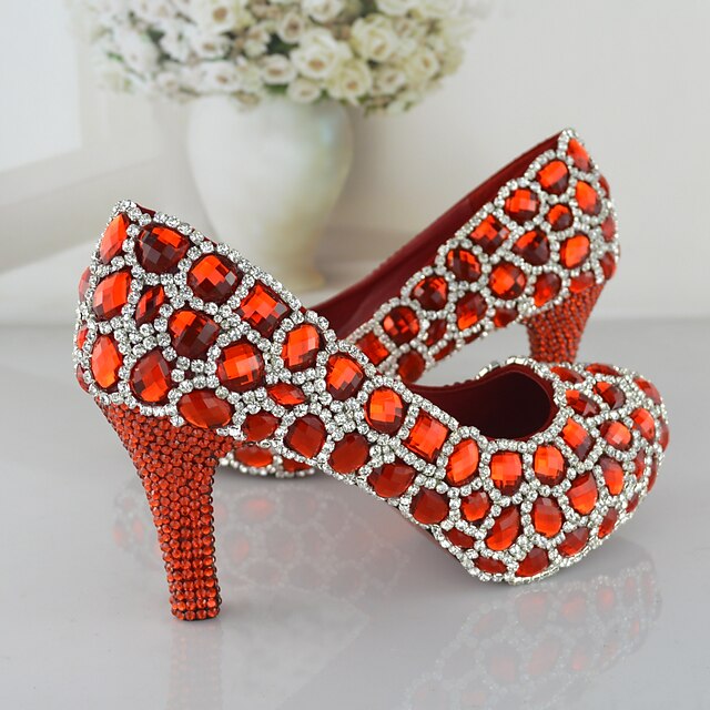  Women's Shoes Stiletto Heel Heels Crystal Pumps/Heels Wedding/Office & Career/Party & Evening/Dress Red